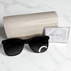 Jimmy Choo Black Oversized Gradient Sunglasses Made In Italy with Case and Cloth
